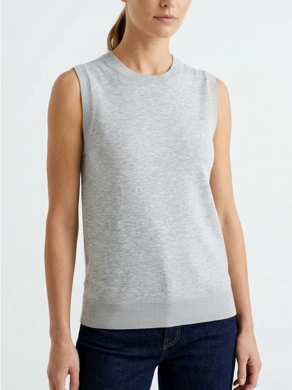 J.Crew Cotton Jackie Shell Grey Sweater Vest XS Elevated Basics Minimalist